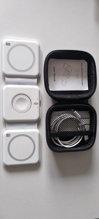 Turbocharged Wireless Charger - Магнитно сгъваемо безжично зарядно устройство 3 в 1, бяло