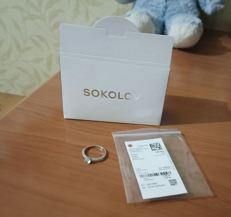 Кольцо серебро, фианит