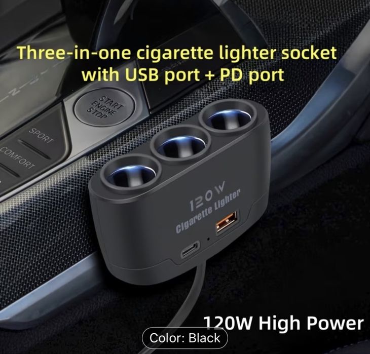 Adaptor bricheta x3 prize si 2 USB