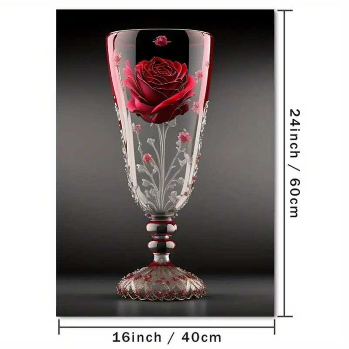 Червена Роза в Стъклена Бутилка - Художествено Платно за Стена