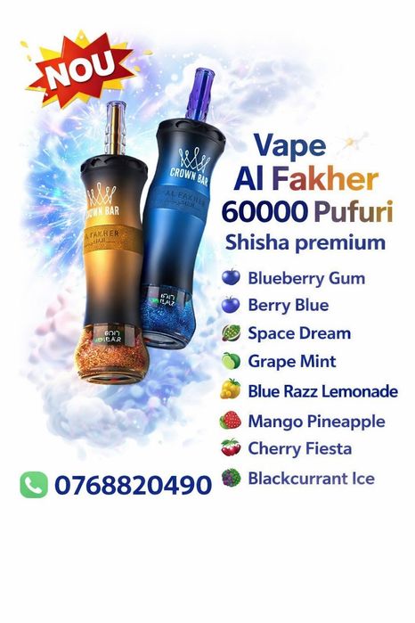 Oferta! Al Fakher Shisha 60000 k puff, Calitate premium .Import Dubai