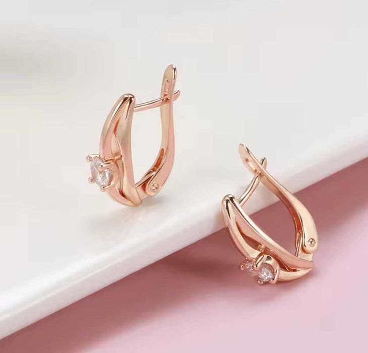 GP12, cercei placati aur,noi/marcati,incuietoare sigura,zirconiu alb