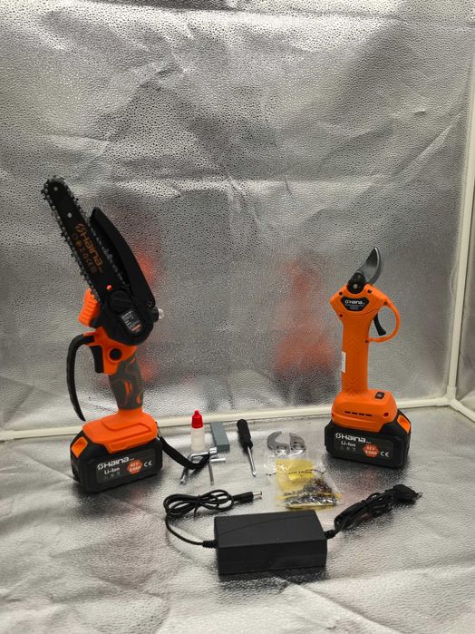 Kit gradinarit: Foarfeca + Drujba electrica, 2x 48V – Pachet complet!