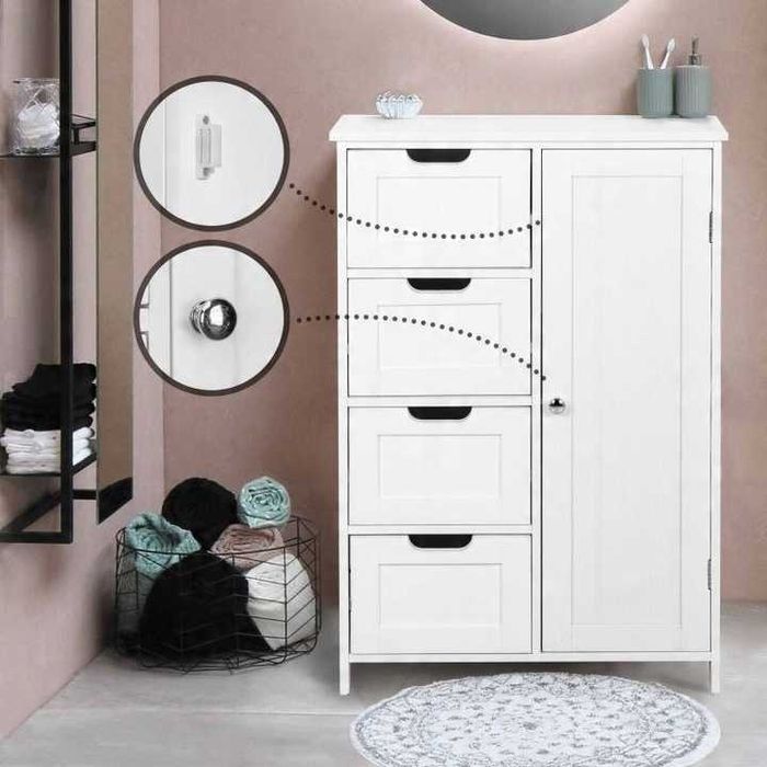 Шкаф Miadomodo с 4 чекмеджета 55x30x82см чисто нов оребрен