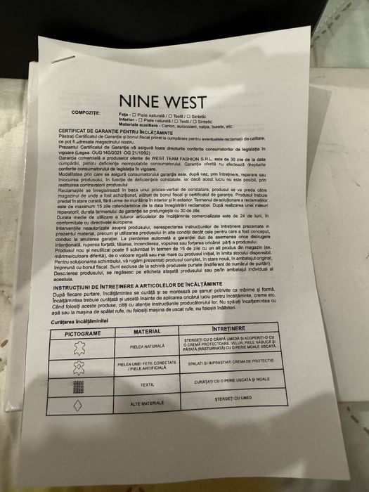 Pantofi piele stiletto albi - marimea 38 - NINE WEST