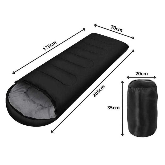 Спален чувал за къмпинг, пътувания, лек и компактен, черен