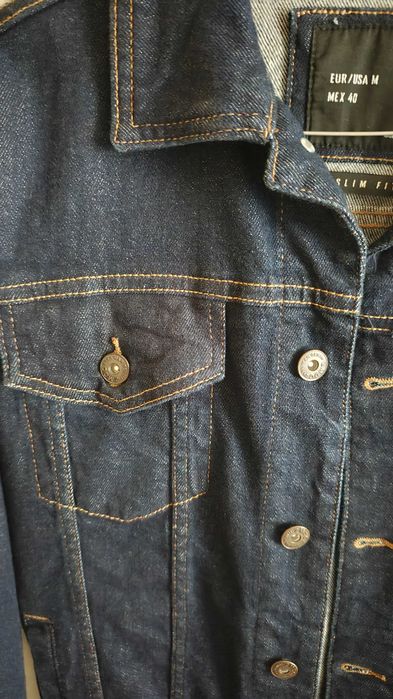 Jacheta Zara Man - geaca blugi barbati denim albastra - Marimea M / 40