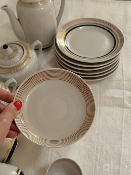 Фарфоровый чайный сервиз ДФЗ «Дороги», Вербилки, СССР