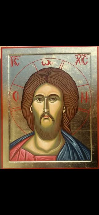 Iisus Hristos  50cm/40cm icoana pictata manual pe lemn de tei