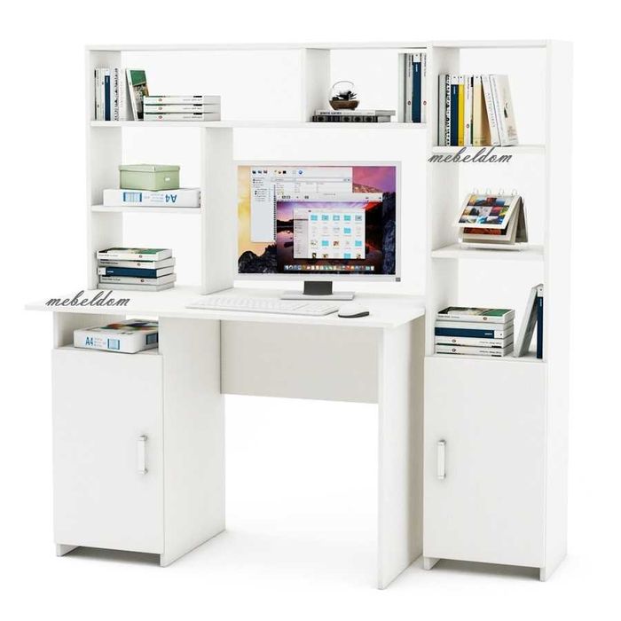 Бюро 110см. с надстройка и етажерка с плавни врати(код-0909)