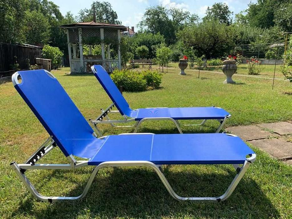 Sezlonguri aluminiu  panza textilena plaja piscina hotel pensiune