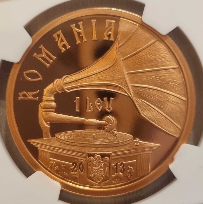 Moneda BNR 1 Leu tombac Maria Tanase gradata NGC PF 69 UC