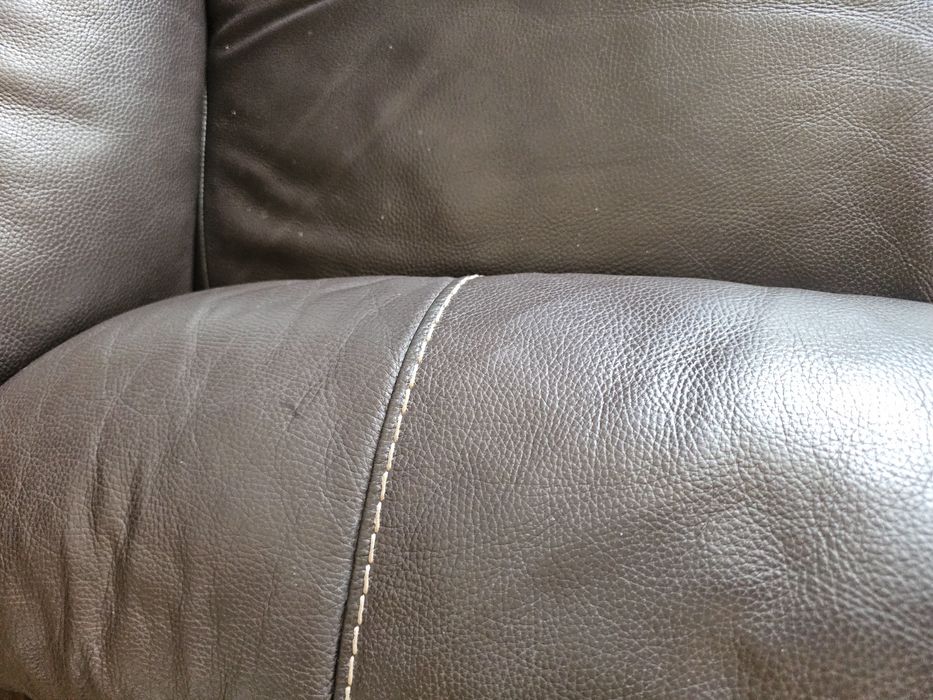 Тройка диван с релакс механизми естествена кожа