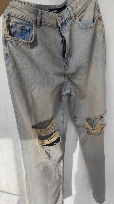 Нови накъсани дънки с висока талия Фишбон (New Yorker), М размер