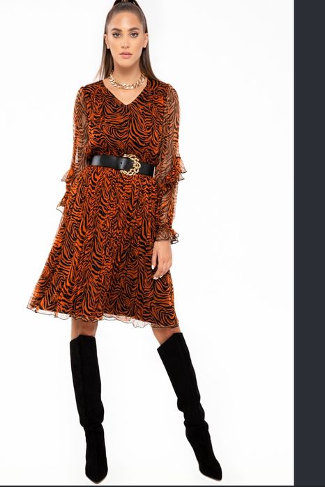 Rochie midi nissa , zebra print , stare perfecta