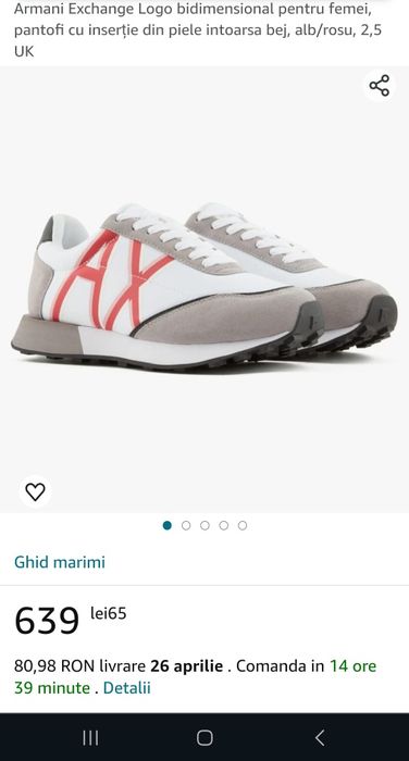 Pantofi sport Armani Exchange, mărimea 35.5-36