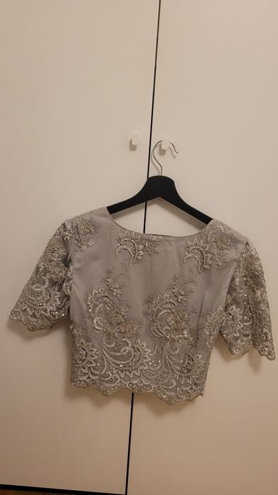 Top elegant argintiu cu pietricele si paiete / ocazie / nunta