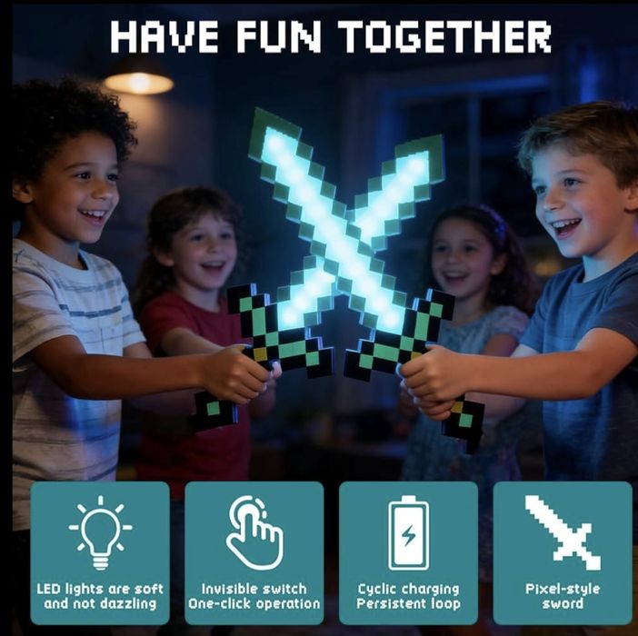 Лампа-меч Майнкрафт 40см с USB кабел, Minecraft Диамантен Меч Sword