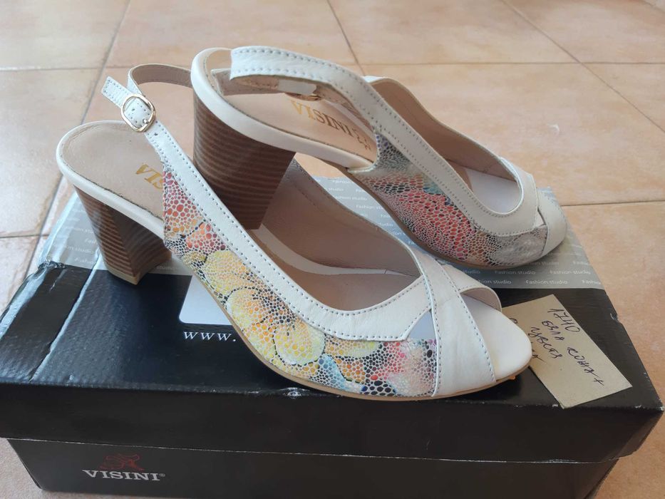 Сандали ЕСТЕСТВЕНА Кожа "VISINI Shoes" с Цветен Принт!НОВИ!№36!