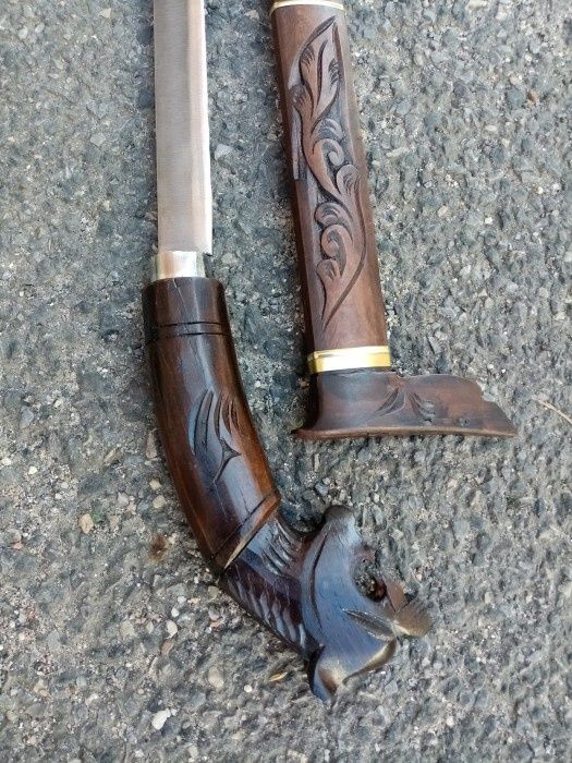 Sabie panoplie piesa colecție mâner cap de tigru teaca din lemn lucrat