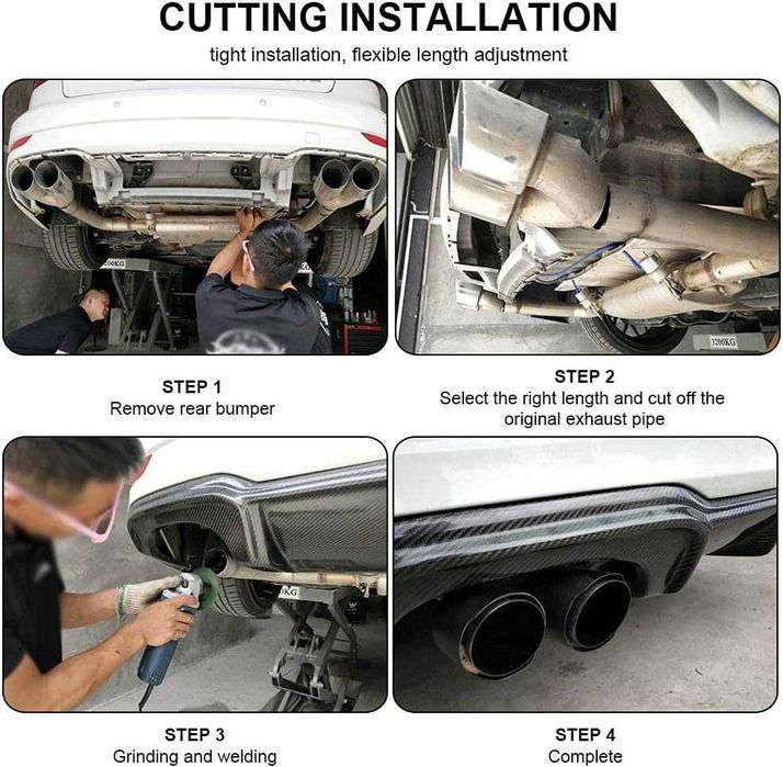 63mm Карбонов накрайник ауспух 2.5"→3.5" Черен