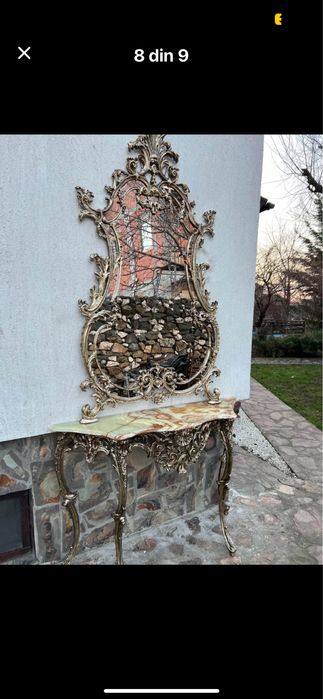 Consola bronz cu blat onix si oglinda !