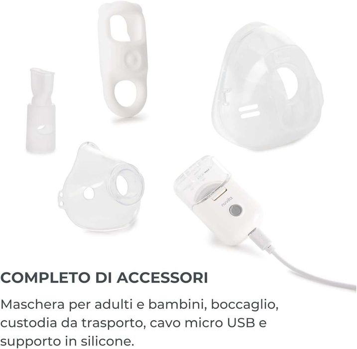 Преносим аерозолен инхалатор Nuvita 5078 MESH,  самопочистващ се с акумулаторна батерия