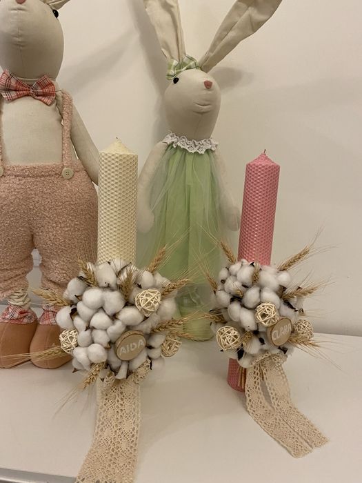 Lumanari din ceara botez/cununie/nunta, cu sau fără decorațiuni.