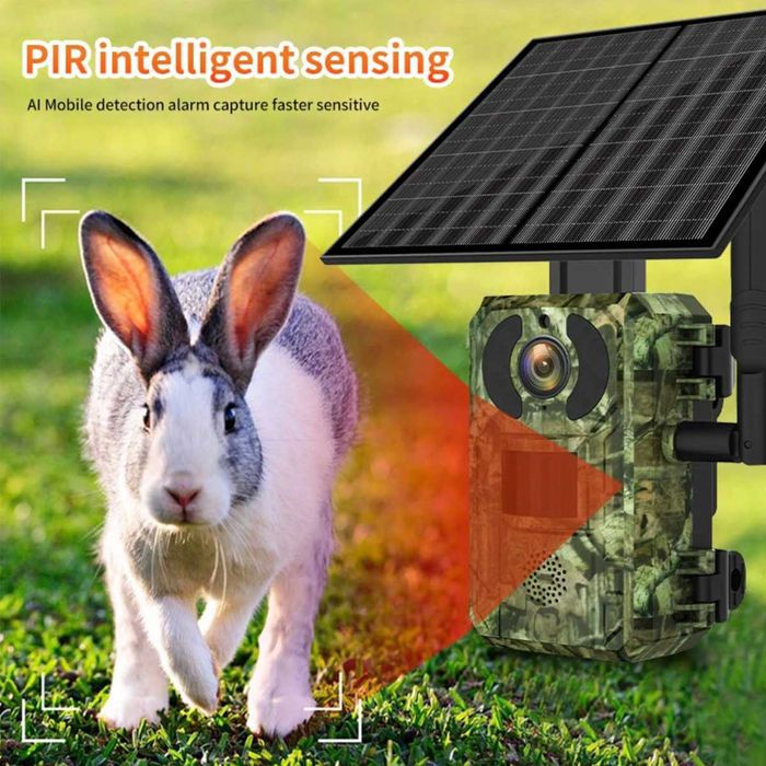 Camera de Vanatoare cu Panou Solar Sim 4G Visoli® H10, Lentila 4MP