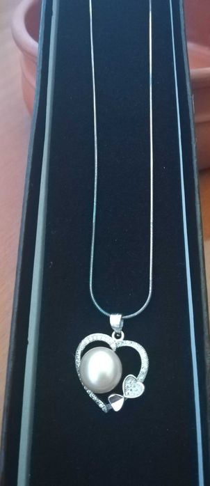 Колие сребро с перла