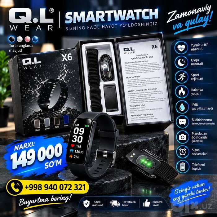 Smart Fitness Braslet X6 — aqlli fitnes treker!