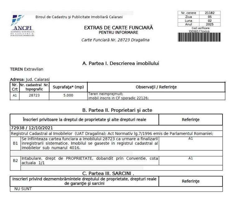 Teren agricol de vânzare – 43.800 mp – Dragalina, jud. Călărași