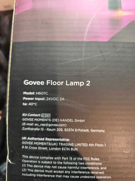 Чисто нова, запечатана Смарт LED лампа Govee Floor Lamp Lite 142см