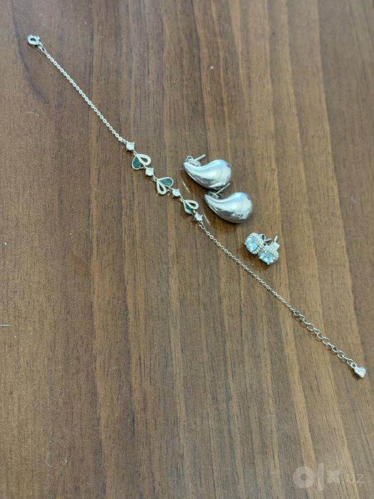 Серебро Цепочка, браслет, серьги, кольцо