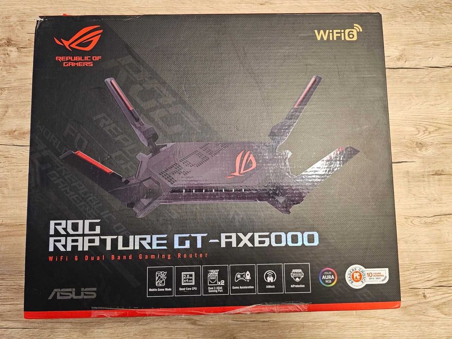 Router Wireless Gaming ASUS ROG Rapture GT-AX6000, Dual-Band, Wi-Fi 6, AiMesh, Triple-Level Game Acceleration, 4 antene Wi-Fi