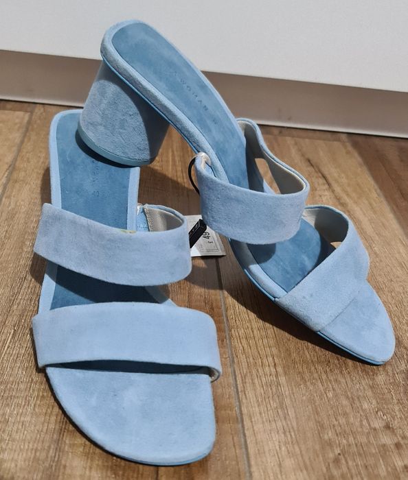 Sandale/saboti albastre piele intoarsa Zara 40