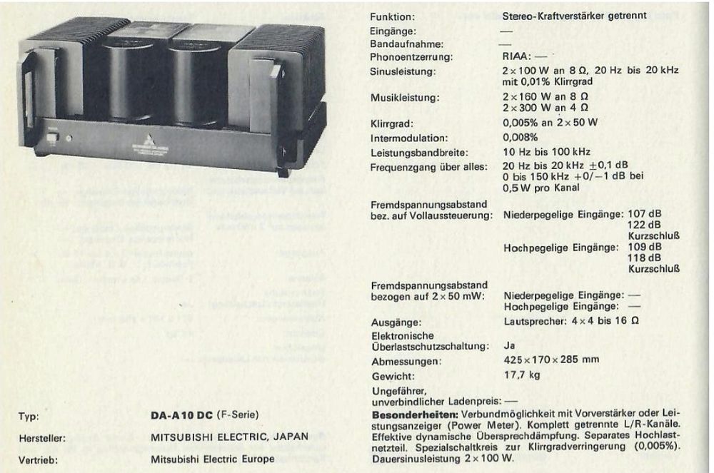 Amplificator Mitsubishi  DIATONE  DA-A10 DC