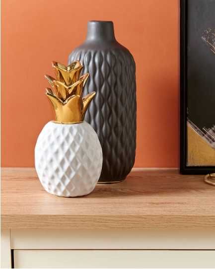 Figurină Ananas din Ceramică Albă, Beliani