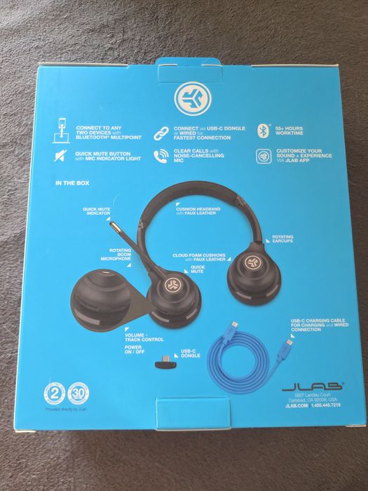 Безжични слушалки тип on ear, Bluetooth слушалки JLAB go work gen 2