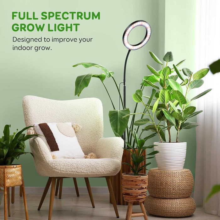 LED Grow Light лампа за растения Full Spectrum с таймер и регулируема височина