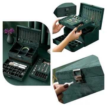 Кутия за бижута на няколко етажа и с много отделения розова пудра