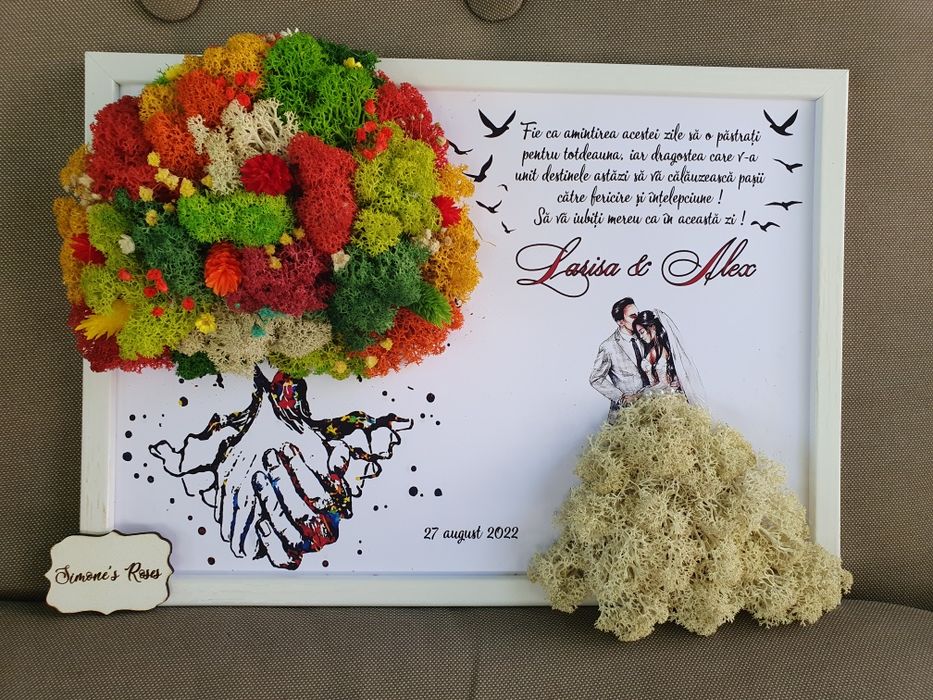 Tablouri licheni mama, prietene, cununie, cadouri nași, familie, nunta