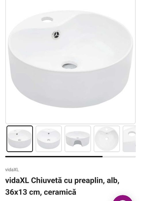 Lavoar baie / Chiuveta rotunda  36x13 cm, ceramică