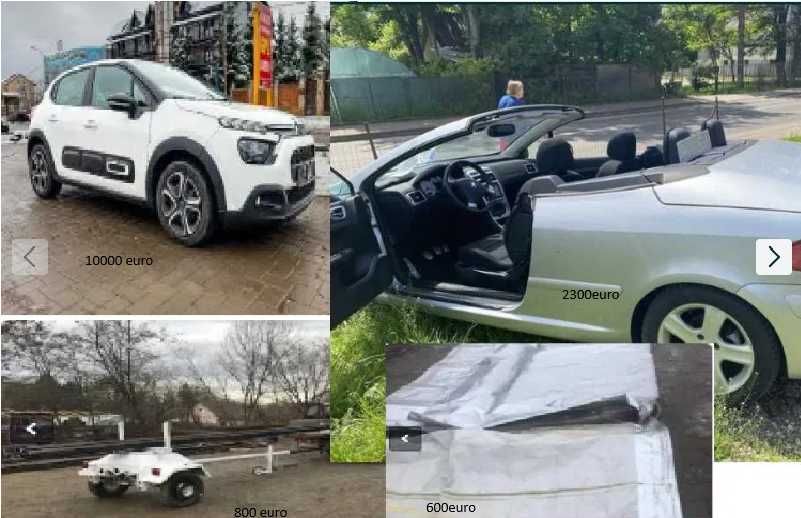 Parc auto Citroen c3 ,Peugeot 307 cc ,remorca telescopica, prelata