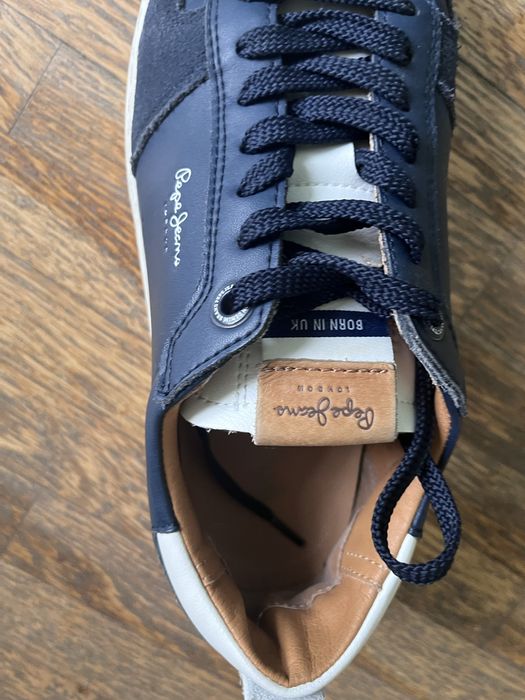 Тъмно сини мъжки кожени маратонки Pepe Jeans