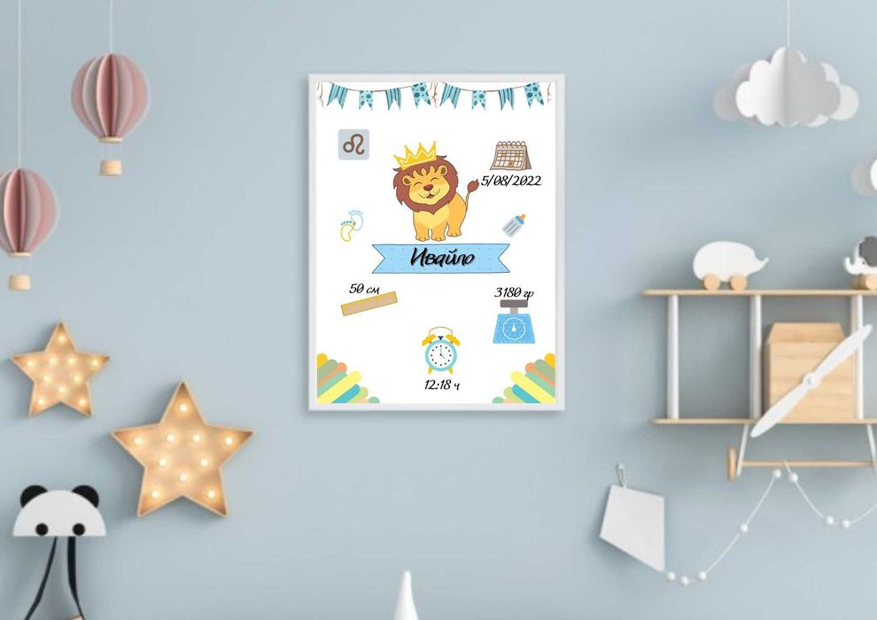 Визитка за бебе в рамка, постер