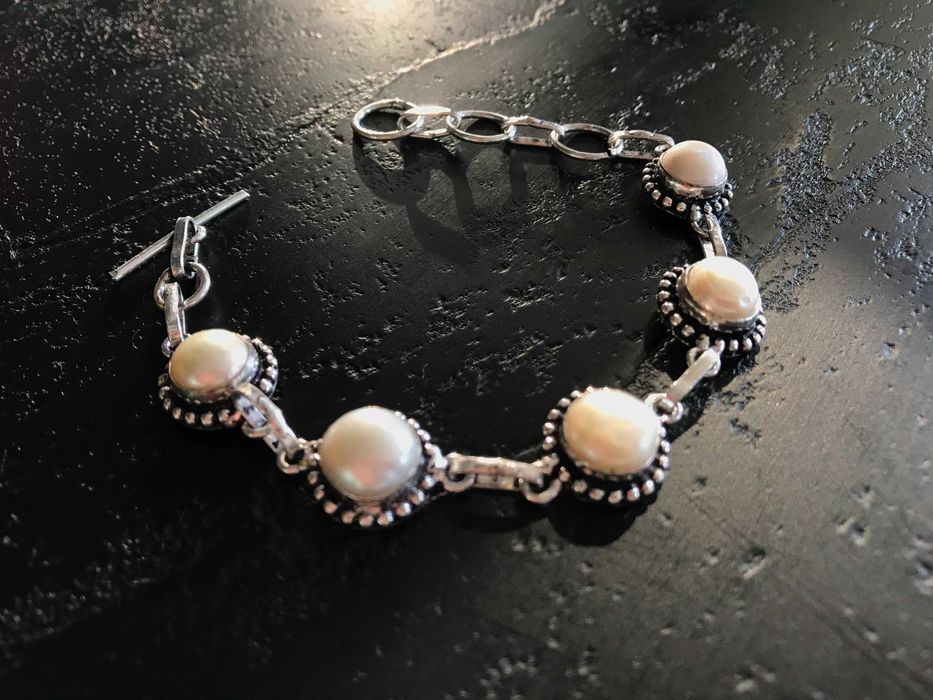 Bratara Argint 925 Vintage cu Pietre Semipretioase Perle de Cultura