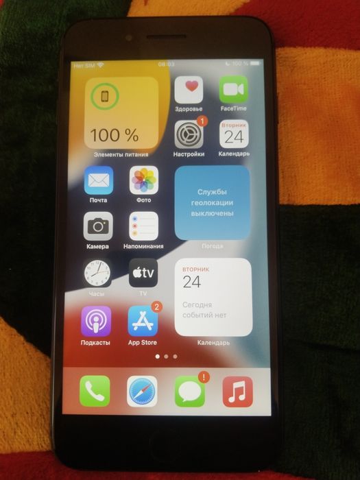 iPhone 8 plus,256 geg,емкост 100