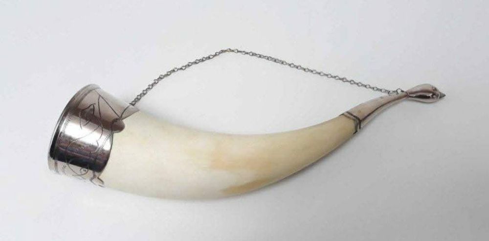 Corn de bivol pentru vin, traditional rusesc, argint , vanatoare