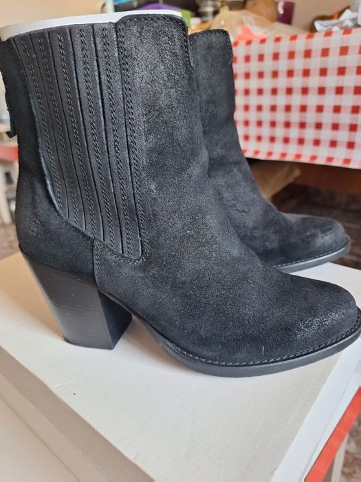 Botine negre din piele întoarsă Nabuc